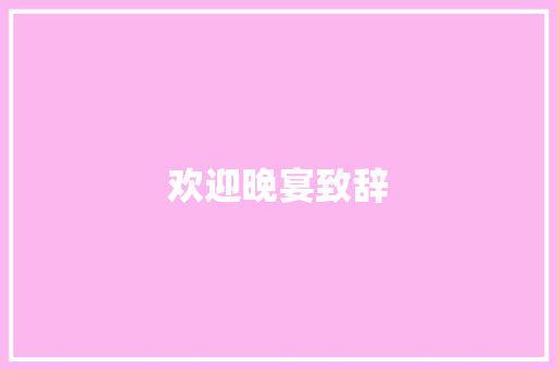 欢迎晚宴致辞