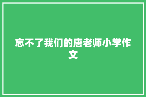 忘不了我们的唐老师小学作文 商业文案