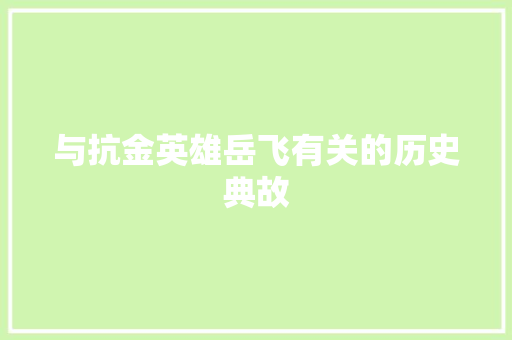与抗金英雄岳飞有关的历史典故 报告写作