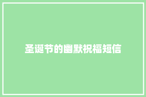 圣诞节的幽默祝福短信