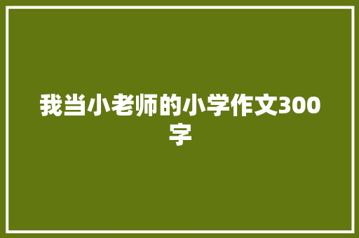 我当小老师的小学作文300字 诗歌创作