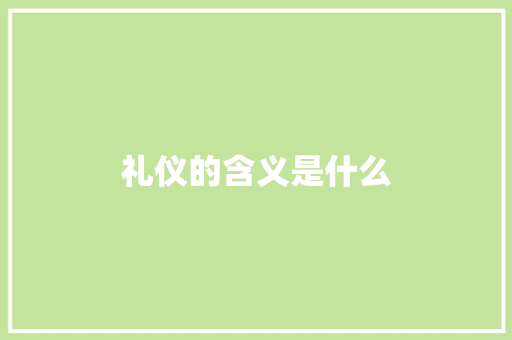 礼仪的含义是什么 报告写作