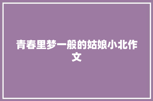 青春里梦一般的姑娘小北作文 写作素材