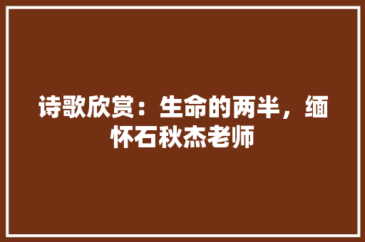 诗歌欣赏：生命的两半，缅怀石秋杰老师 写作素材