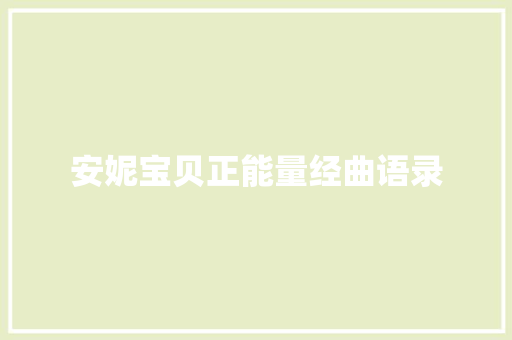 安妮宝贝正能量经曲语录 报告写作