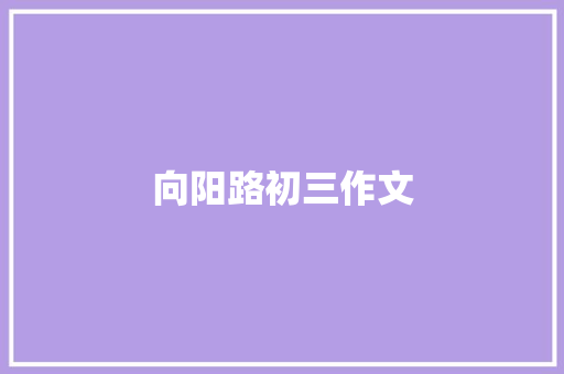向阳路初三作文