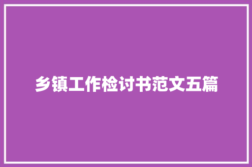 乡镇工作检讨书范文五篇