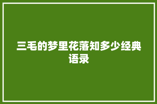 三毛的梦里花落知多少经典语录 简历模板