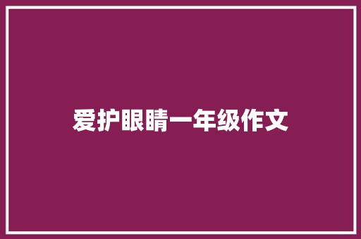 爱护眼睛一年级作文 简历模板
