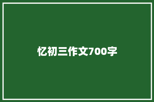 忆初三作文700字