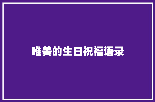 唯美的生日祝福语录 简历模板