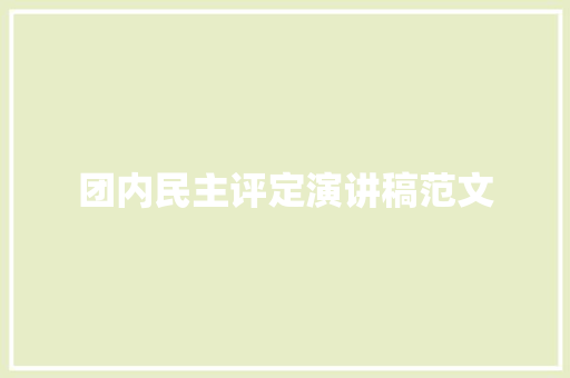 团内民主评定演讲稿范文 商业文案