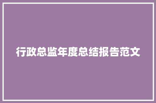 行政总监年度总结报告范文 简历模板