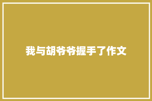 我与胡爷爷握手了作文 商业文案