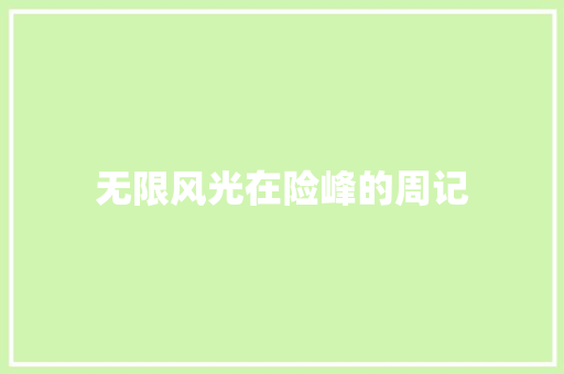 无限风光在险峰的周记