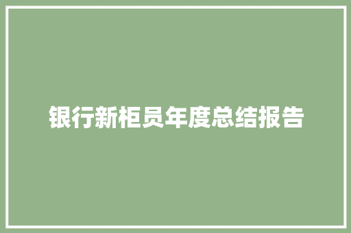 银行新柜员年度总结报告 写作技巧