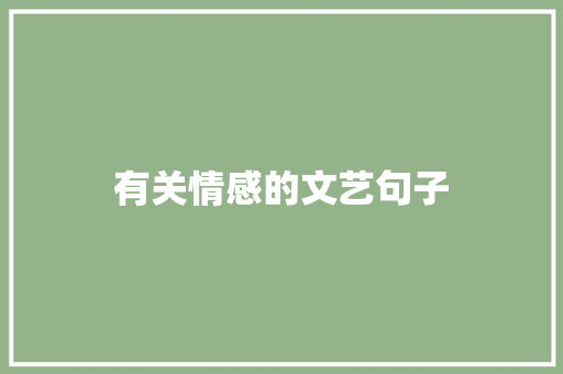 有关情感的文艺句子