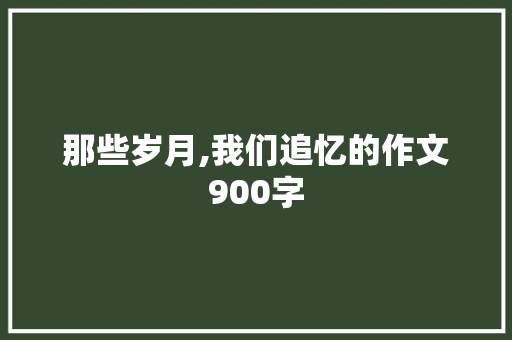 那些岁月,我们追忆的作文900字 写作社区