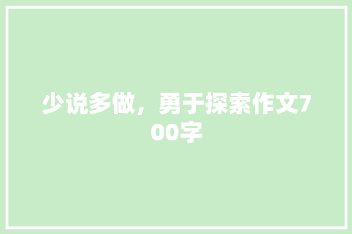 少说多做，勇于探索作文700字