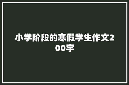 小学阶段的寒假学生作文200字 商业文案