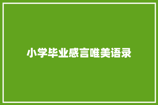 小学毕业感言唯美语录 商业文案