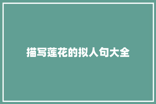 描写莲花的拟人句大全 诗歌创作