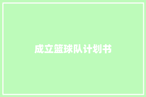 成立篮球队计划书