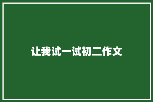 让我试一试初二作文
