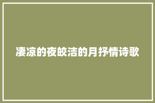 凄凉的夜皎洁的月抒情诗歌 词汇积累
