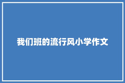 我们班的流行风小学作文 范文赏析