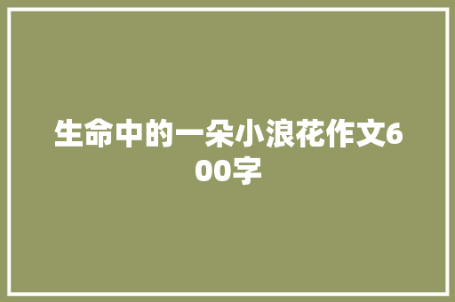 生命中的一朵小浪花作文600字 范文赏析