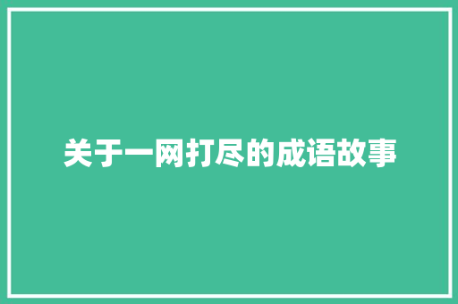 关于一网打尽的成语故事 商业文案