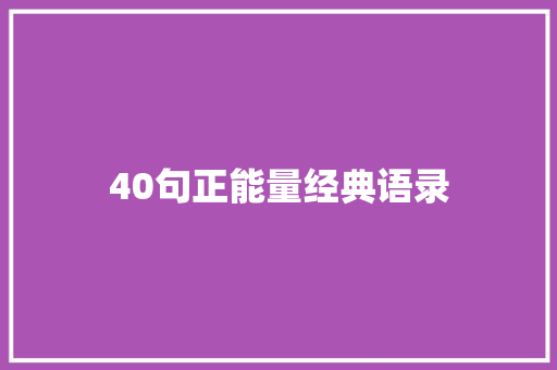 40句正能量经典语录 商业文案