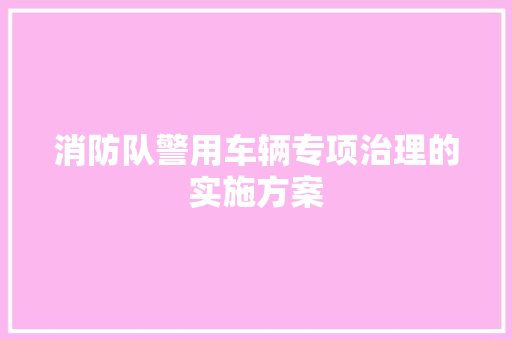 消防队警用车辆专项治理的实施方案