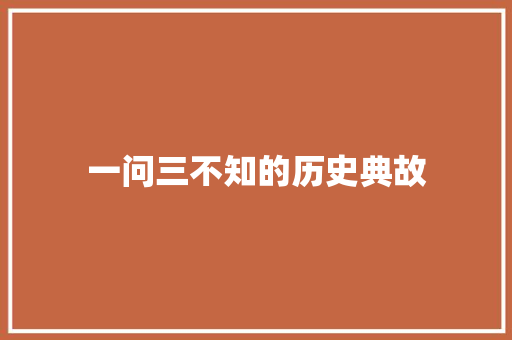 一问三不知的历史典故 词汇积累