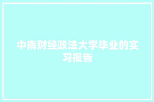 中南财经政法大学毕业的实习报告 范文赏析