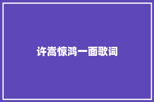 许嵩惊鸿一面歌词 商业文案