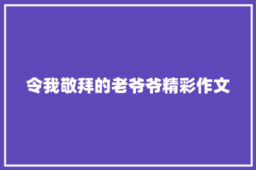 令我敬拜的老爷爷精彩作文 报告写作