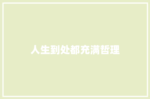 人生到处都充满哲理 报告写作