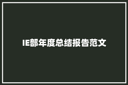 IE部年度总结报告范文 简历模板