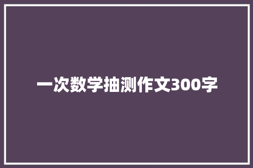 一次数学抽测作文300字 商业文案