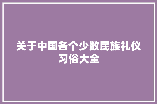 关于中国各个少数民族礼仪习俗大全 写作技巧