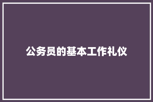 公务员的基本工作礼仪 简历模板