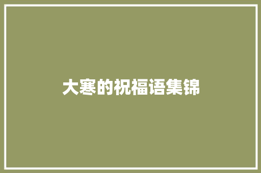 大寒的祝福语集锦 简历模板