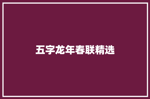 五字龙年春联精选 简历模板