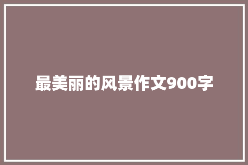 最美丽的风景作文900字 范文赏析