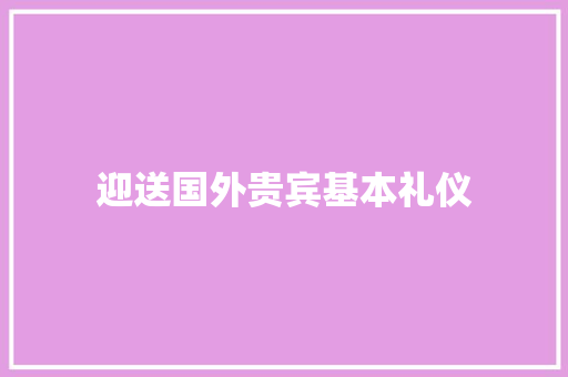 迎送国外贵宾基本礼仪 商业文案