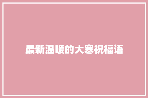 最新温暖的大寒祝福语 商业文案