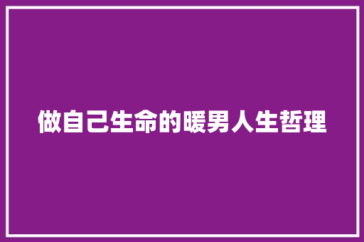 做自己生命的暖男人生哲理 写作技巧