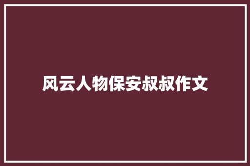 风云人物保安叔叔作文 范文赏析